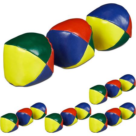 relaxdays 15x jongleerballen - jongleer set - juggling balls - circusballen - 6 cm
