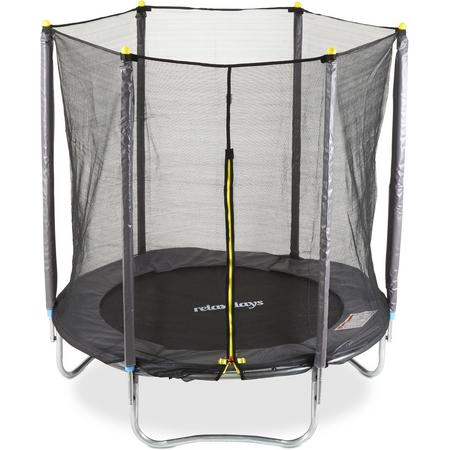 relaxdays 2-delige  trampoline met veiligheidsnet - 183 cm - tot 150 kg - grijs