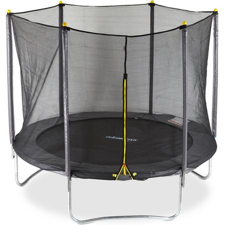 relaxdays 2-delige  trampoline met veiligheidsnet - 244 cm - tot 150 kg - grijs