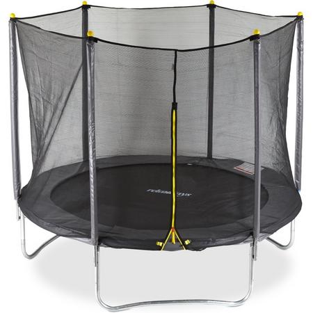 relaxdays 2-delige  trampoline met veiligheidsnet - 305 cm - tot 150 kg - grijs