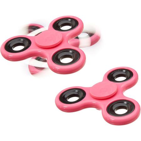 relaxdays 2 x Fidget Spinner - tri-spinner 58 g - hand spinner anti-stress speelgoed roze