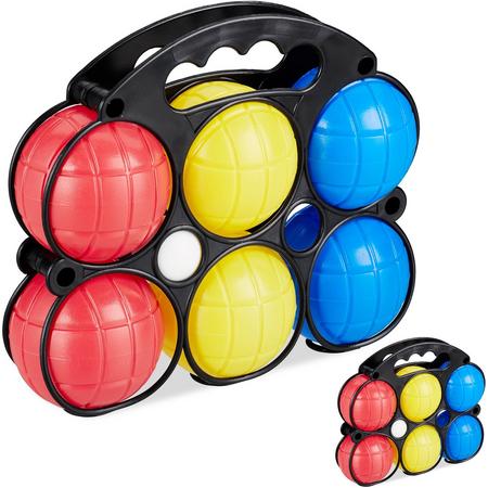 relaxdays 2 x jeu de boules set - kunststof - petanque spel voor kinderen gekleurd