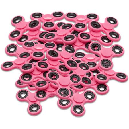 relaxdays 25 x Fidget Spinner roze - 25 stuks hand spinner - stress spinner - klein