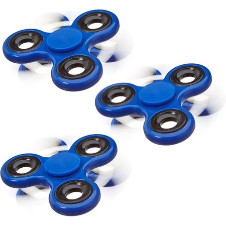 relaxdays 3 x Fidget Spinner - tri-spinner 58g hand spinner - anti-stress speelgoed blauw