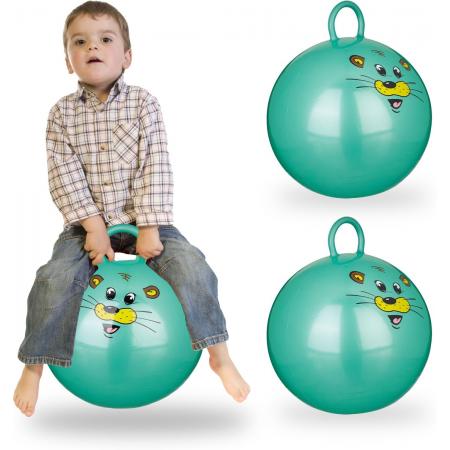 relaxdays 3 x skippybal in set - voor kinderen - muis design - springbal – groen