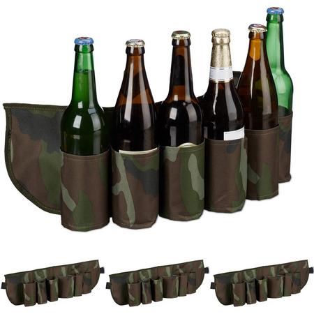 relaxdays 4 x bier gordel camouflage - drankgordel  voor blikjes of flesjes - bier riem