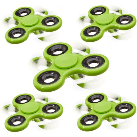 relaxdays 5 x Fidget Spinner - tri-spinner 58g hand spinner - anti-stress speelgoed groen