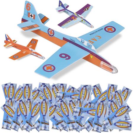 relaxdays 576 x foam vliegtuig - speelgoedvliegtuig - uitdeelcadeautje - zweefvliegtuig