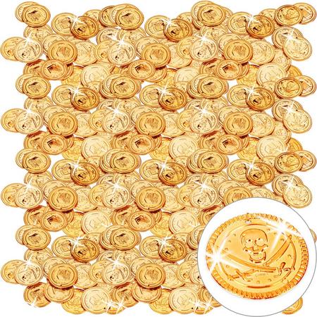 relaxdays 576x gouden munten piraat - piratenmunten - speelgeld - piraten munten kunststof
