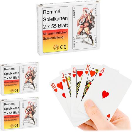 relaxdays 5x rummy kaartspel - bridge - elk 2 x 55 kaarten - poker - skaat - speelkaarten