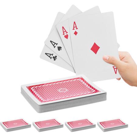 relaxdays 5x speelkaarten groot - pokerkaarten - 270 kaarten - waterafstotend - kunststof