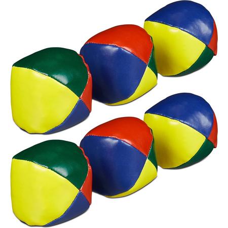 relaxdays 6x jongleerballen - jongleer set - juggling balls - circusballen