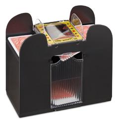 relaxdays Kaartschudmachine 6 decks - elektrische schudmachine voor speelkaarten - zwart