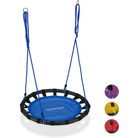 relaxdays Nestschommel - ronde schommel - 80 cm - kinderschommel - schommel buiten blauw