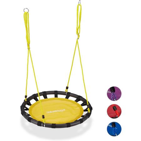 relaxdays Nestschommel - ronde schommel - 80 cm - kinderschommel - schommel buiten geel