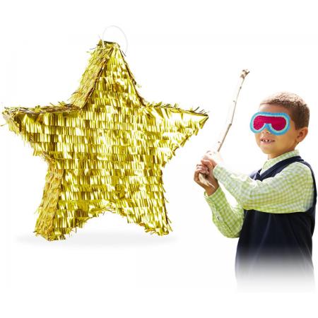 relaxdays Pinata ster - goud - zelf vullen - piñata - kerst pinata - verjaardag