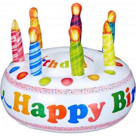 relaxdays Taart - opblaasbaar - happy birthday taart – verjaardagstaart - decoratie