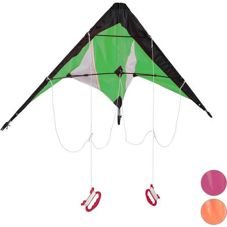 relaxdays Vlieger - kite - stuntvlieger - kindervlieger - 2 lijns vlieger - windvlieger groen