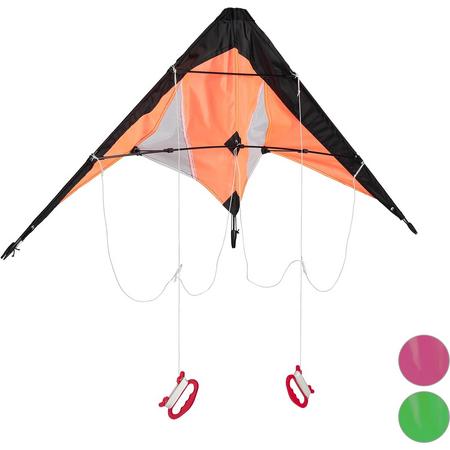 relaxdays Vlieger - kite - stuntvlieger - kindervlieger - 2 lijns vlieger - windvlieger oranje