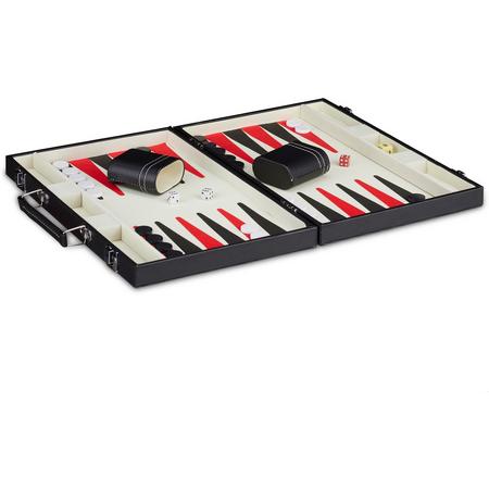 relaxdays backgammon koffer - bordspel - Tric Track - strategiespel - triktrak - zwart