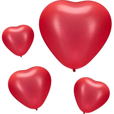 relaxdays ballonnen hartjes - ballon - rood - set van 4 - feest ballonnen - bruiloft