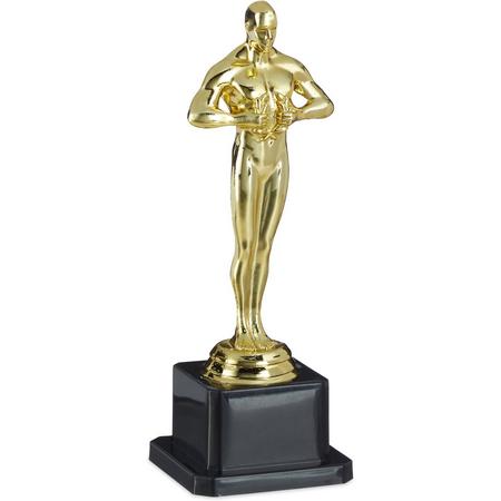 relaxdays bokaal met krans - Hollywood trofee - filmprijs decoratie - 18 cm hoog - goud