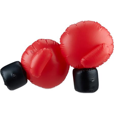relaxdays bokshandschoenen opblaasbaar - rood zwart - kinderbokshandschoenen - groot
