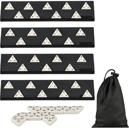 relaxdays driehoek domino - driehoek - 56 stenen - gezelschapsspel - reisspel - gezinsspel