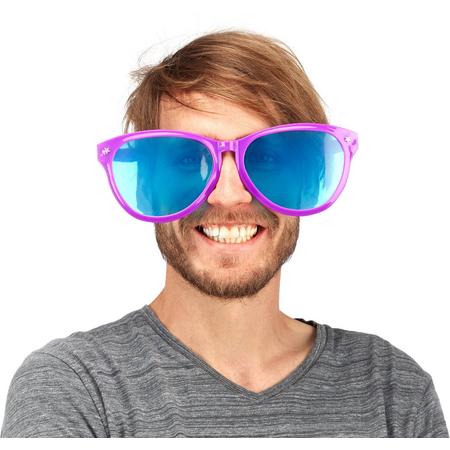 relaxdays feestbril groot - gigantische bril - partybril - hippiebril - blauwe xxl-glazen