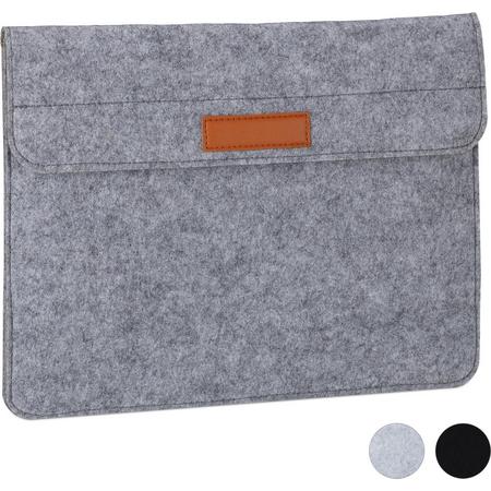 relaxdays laptophoes - 13 inch - laptopsleeve - tablethoes - beschermhoes laptop - vilt antraciet