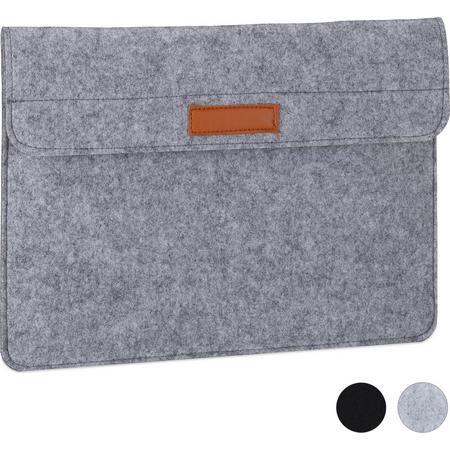 relaxdays laptophoes - 15,4 inch - laptop sleeve - laptoptas - tablethoes - beschermhoes antraciet