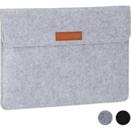 relaxdays laptophoes - 15,4 inch - laptop sleeve - laptoptas - tablethoes - beschermhoes grijs