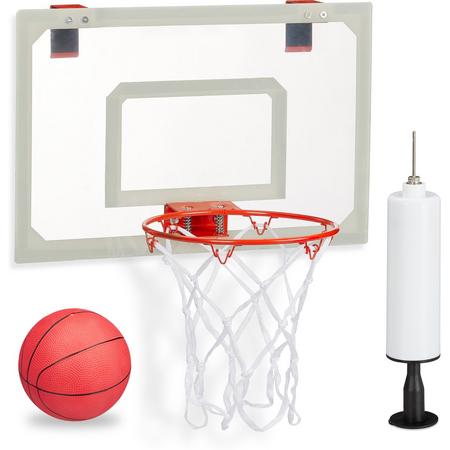 relaxdays mini basketbal set - indoor basketbalbord met ring - pompje en basketbal