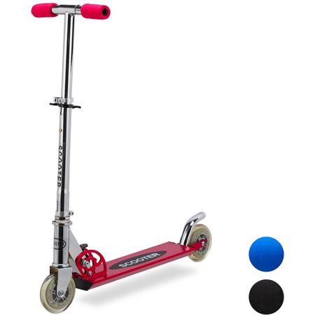 relaxdays scooter voor kinderen - aluminium - step opvouwbaar - 2 wielen - 95 mm rood