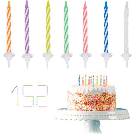 relaxdays taartkaarsjes set 152 delen - verjaardagskaarsjes - gekleurd - taartversiering