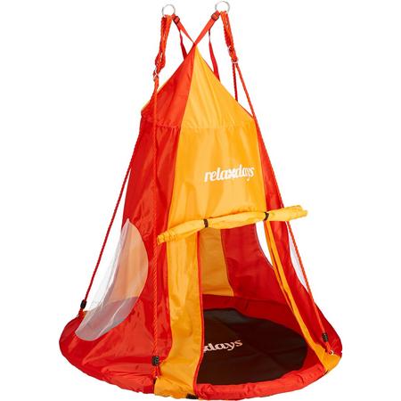 relaxdays tent nestschommel - cocon - hangende tent - schommel accessoires - tuin - rood 110 cm