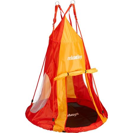 relaxdays tent nestschommel - cocon - hangende tent - schommel accessoires - tuin - rood 90 cm
