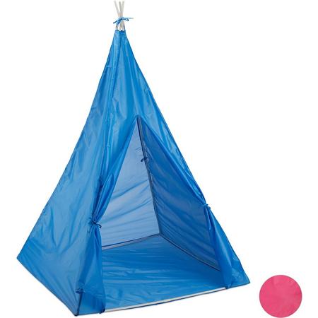 relaxdays tipi speeltent - indianentent voor kinderen - wigwam tent - kindertent - 100 cm blauw