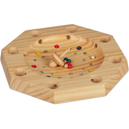 relaxdays tiroler roulette - hout - roulette - bordspel - gezelschapsspel - bauernroulette