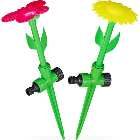 relaxdays tuinsproeier bloem - set van 2 stuks - watersproeier kinderen - sprinkler
