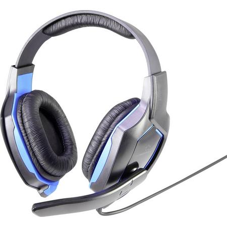 Renkforce RF-GHD-100 Gaming headset 3.5 mm jackplug Kabelgebonden On Ear Zwart-blauw