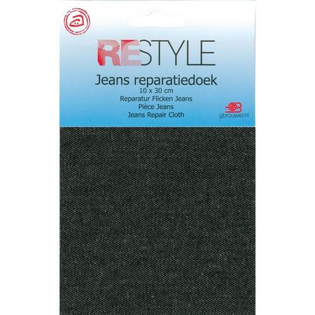 Restyle - Reparatiedoek Zwarte Jeans - Strijkbaar - 10x30cm