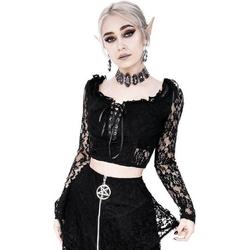 Restyle Crop top -XXS- Gothic Cropped Lace Zwart