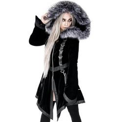 Restyle Winterjas -3XL- Velvet D-ring with Silver Fur hood Zwart
