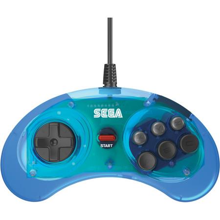 Retro-Bit SEGA Mega Drive 6-Button Classic Controller Clear Blue