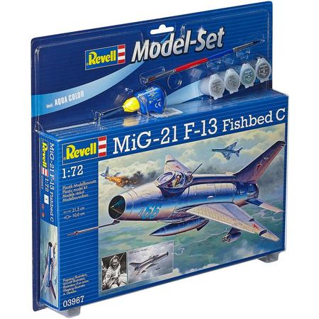 Model Set MiG-21 F-13 Fishbed C / nu bij elkbouwpakket extra gratis hobbymesje !