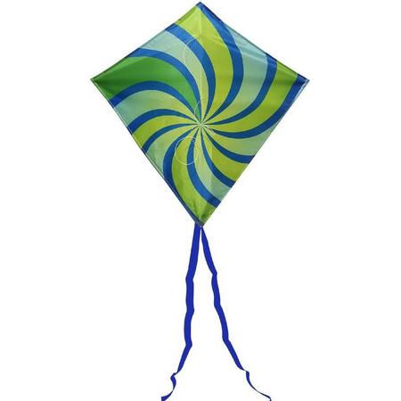 Rhombus junior diamond vlieger groen voor kinderen 65 x 65 cm - Kindervlieger - Strandspeelgoed - Buitenspeelgoed