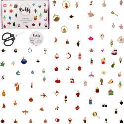 Richly® Bedels - Colors - 100 stuks incl. schaartje & nylondraad - Bedeltjes voor Sieraden maken - Armbandjes Meisjes - Bedels Armband Kralen