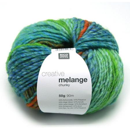 Rico Creative Melange Chunky - Groen-Oranje blauw (033) - PAK MET 10 BOLLEN a 50 GRAM