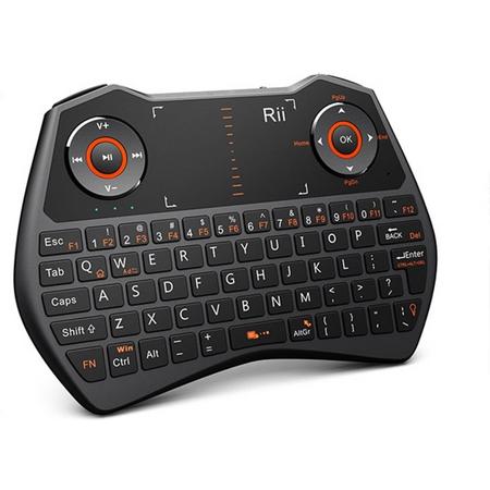 Rii Mini Wireless Keyboard i28C RF Draadloos QWERTY Engels Zwart, Oranje toetsenbord